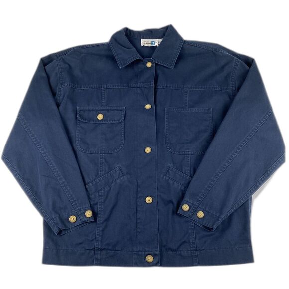 VTG 90's Paul Harris Design Shacket Cotton Twill Button Front Pockets Gorpcore - Picture 1 of 11